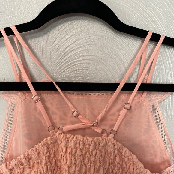 Chelsea & Violet Girls Sleeveless Square Neck Lace Tiered Smocked Tank Size L - Picture 7 of 12